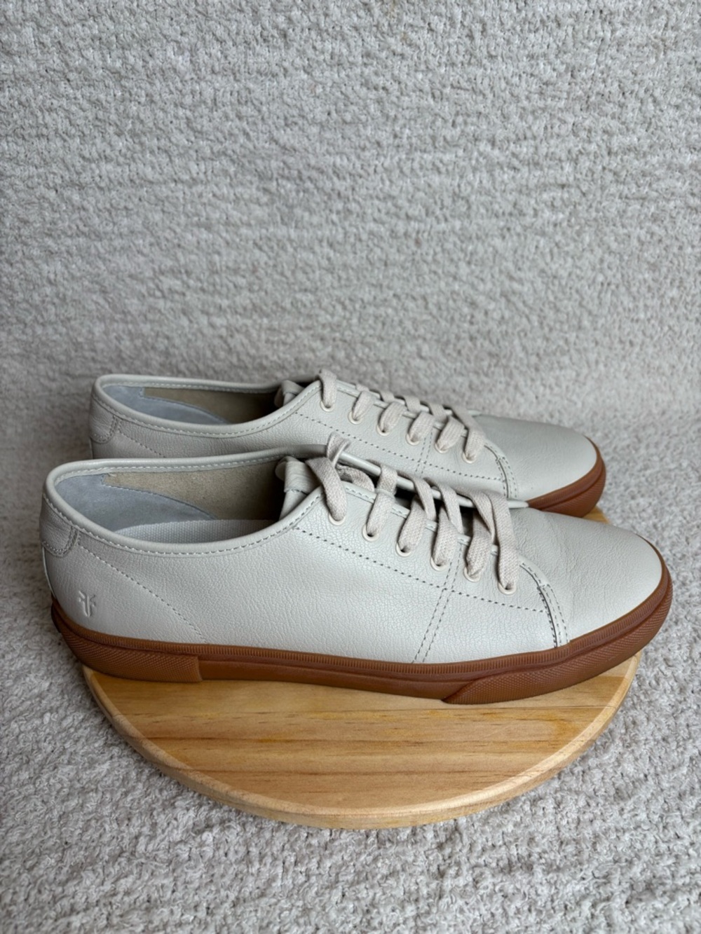 Frye Gia Low Lace Ivory Sneakers Leather Upper Womens 10M